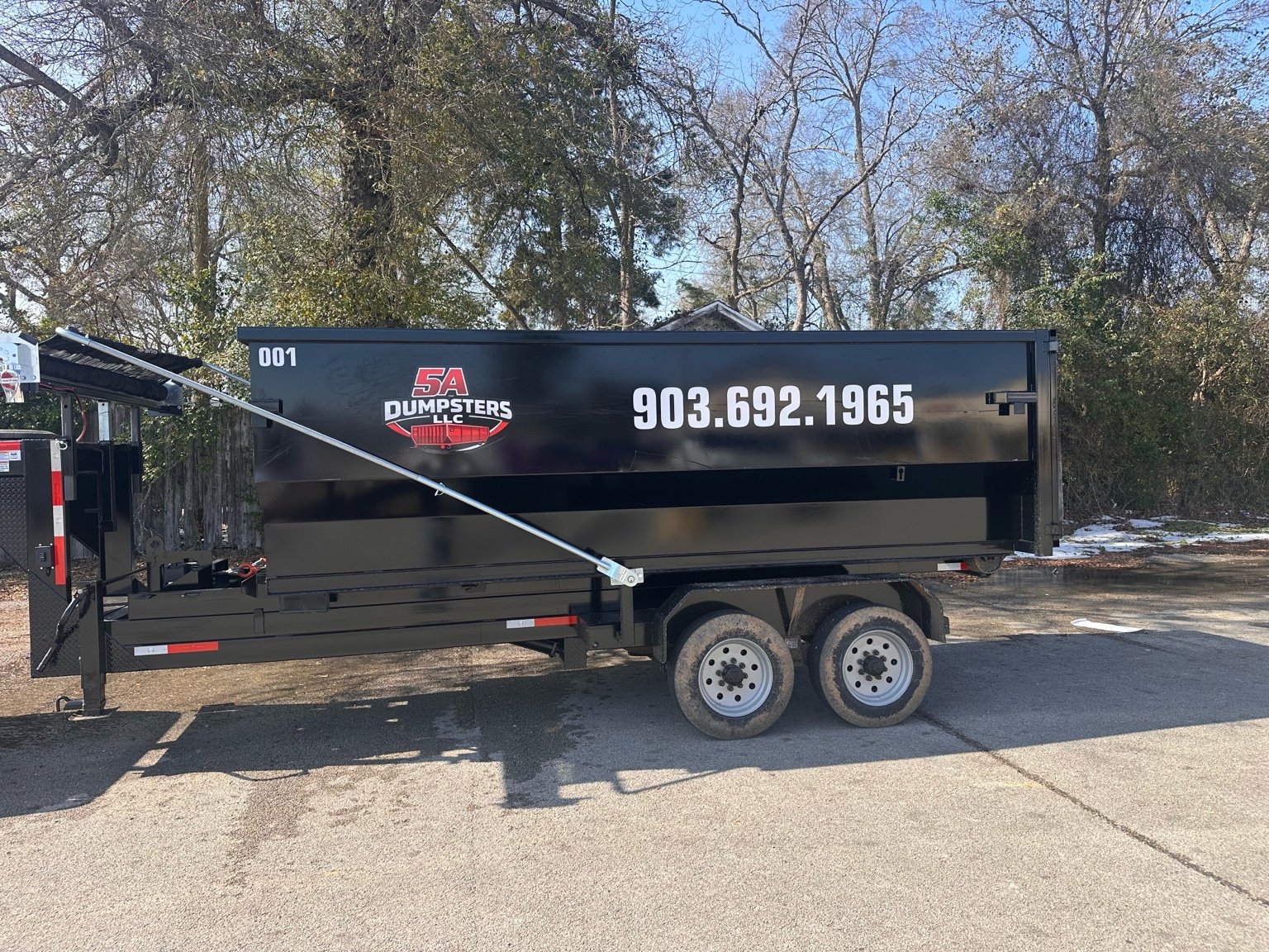 20 yard dumpster side view with phone number